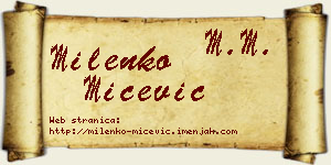 Milenko Mićević vizit kartica